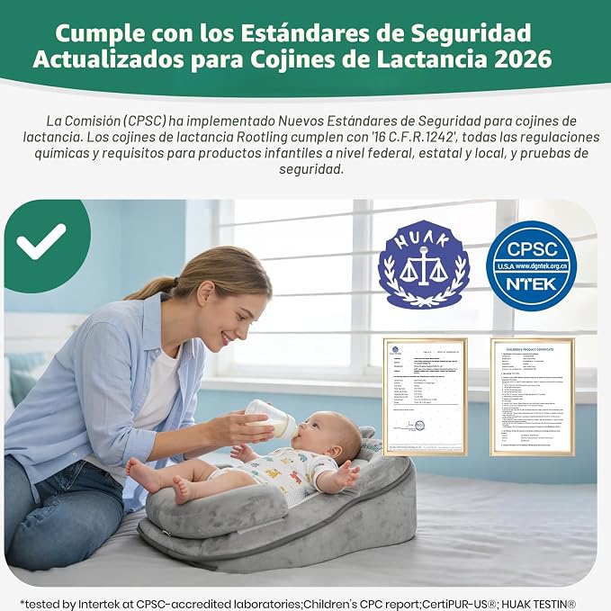 Almohada de Alimentación para Bebé, Almohada de Alimentación Anti Desbordamiento para Reducir el Reflujo, Almohada de Lactancia de Seguridad, Cojín Reclinatorio para Bebé