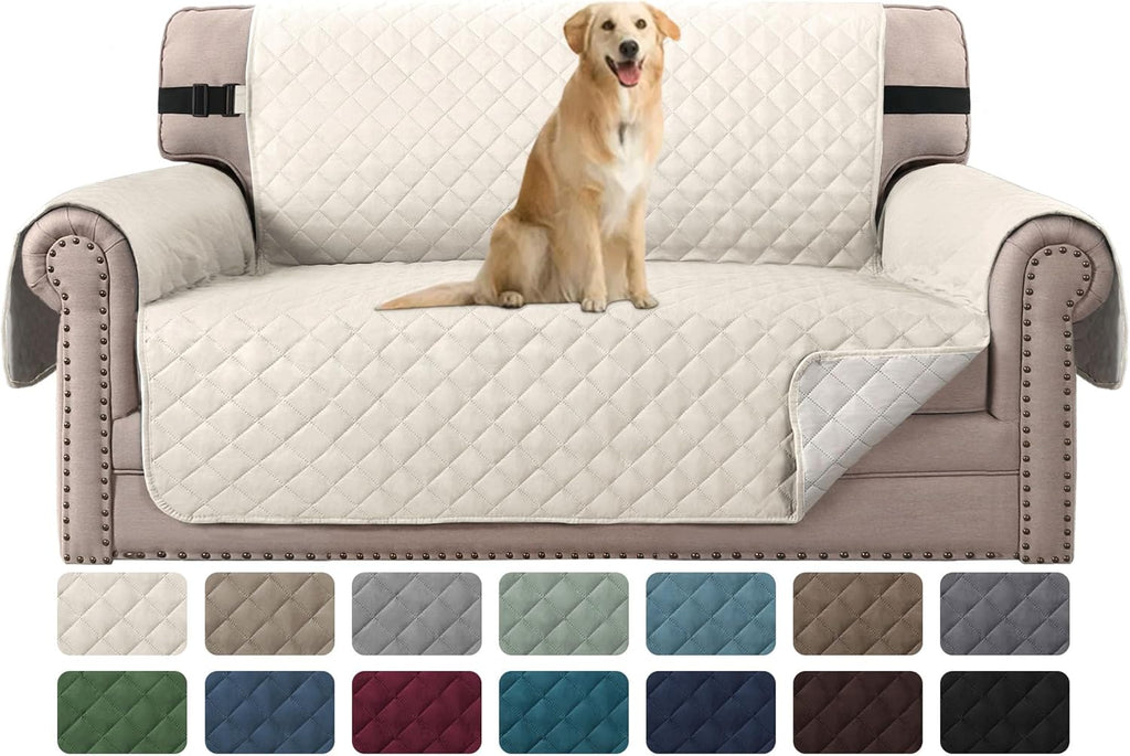 Funda Protectora para Sofá H.VERSAILTEX – Acolchada, Reversible, Resistente al Agua – Loveseat 46" (Marfil/Beige)