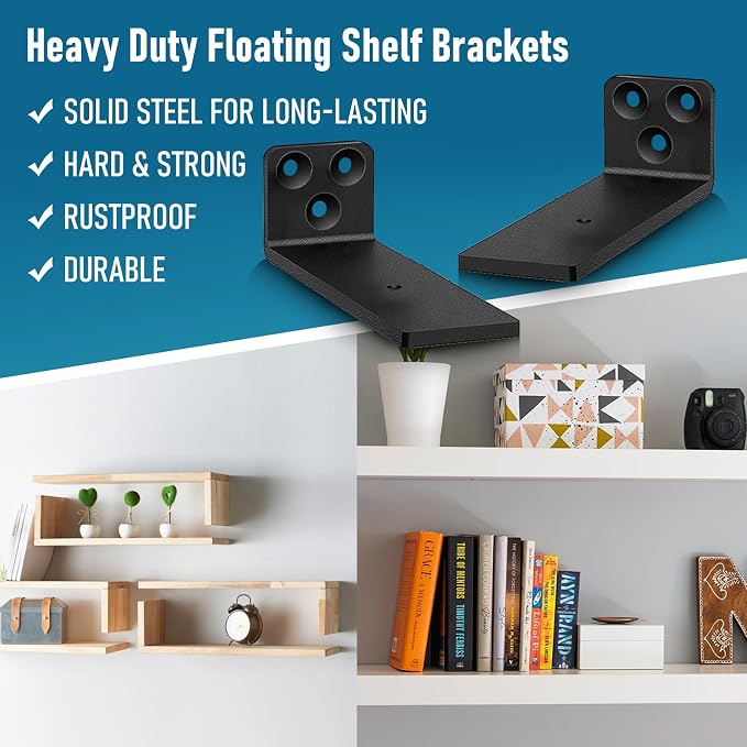 Soportes Flotantes para Estantes de Metal | Set x3 Piezas | Ménsulas para Pared | Sin Tornillos