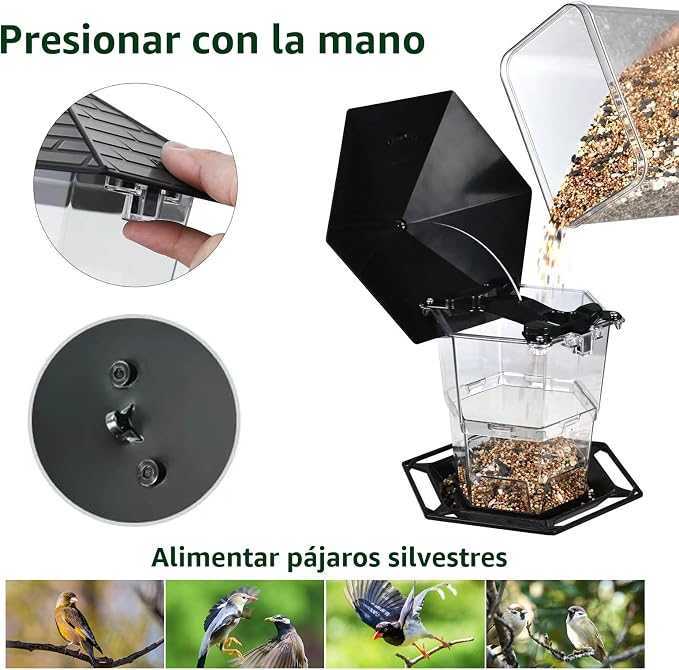 Jealoeur Comederos para pájaros para exteriores Comedero para pájaros colgante para pájaros salvajes, semillas, negro