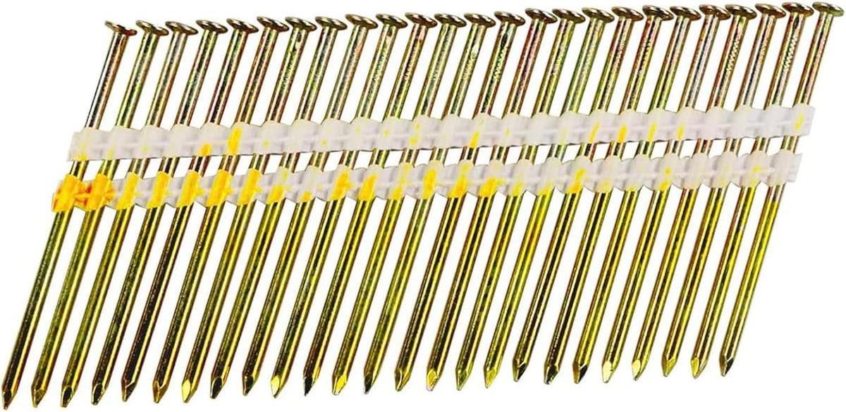 BHTOP Clavos de Enmarcado 3'' x .120 | Vastago Liso, Cinta de Papel para Clavadora, 30 Grados, Acabado Brillante (Pack 1000)