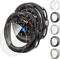Tensea [Paquete de 5 + 5] Protector de pantalla para Samsung Galaxy Watch 8 Classic de 46 mm, Estuche, Funda dura de policarbonato/Película protectora de vidrio templado antiempañamiento HD