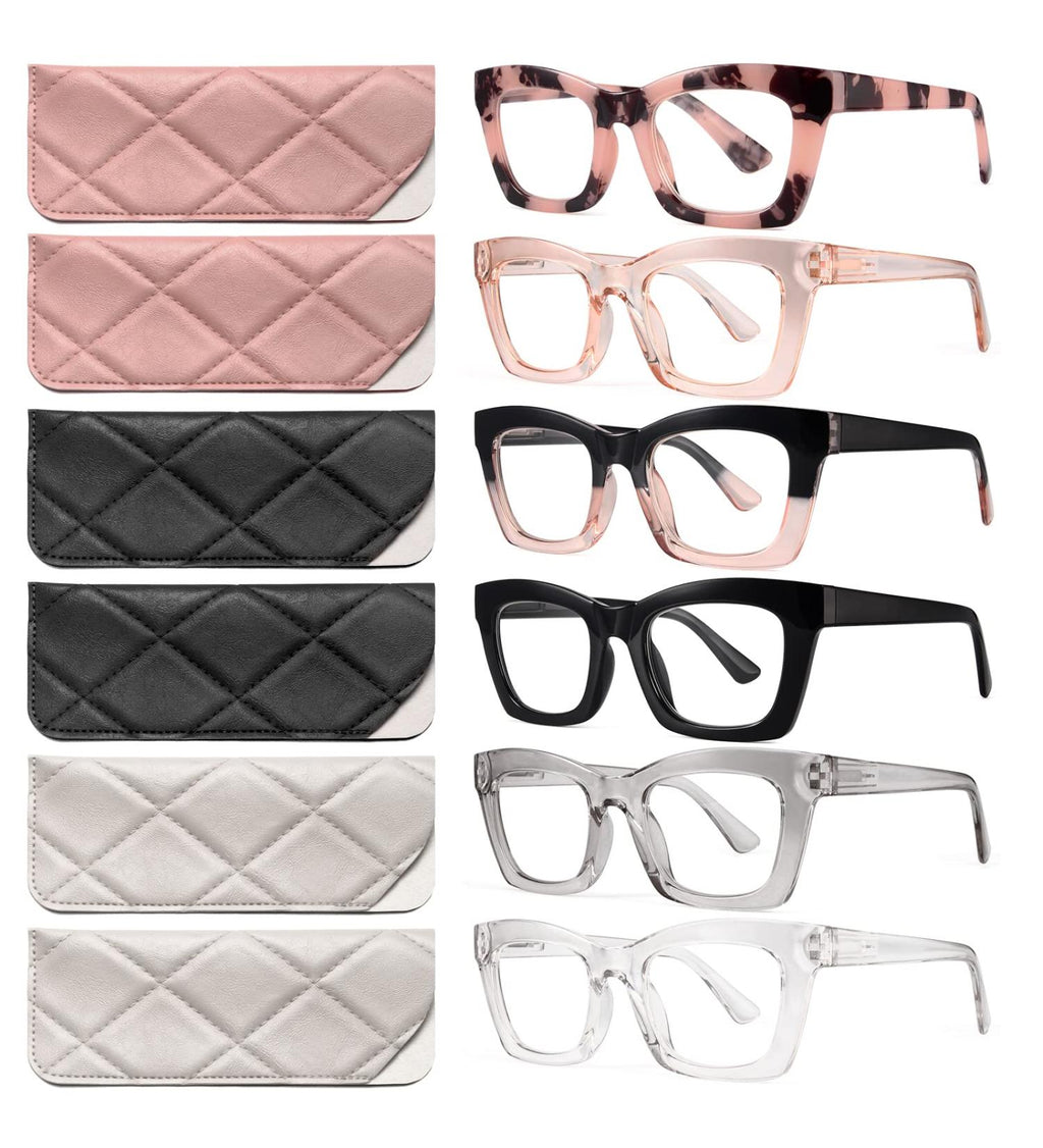CCVOO Paquete de 6 gafas de lectura estilo Oprah para mujer, con bloqueo de luz azul, cuadradas, con bisagra de resorte, para hombre (A1 Mix 2.0) A1 Mix 2.0 x