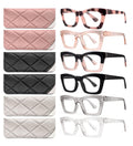 CCVOO Paquete de 6 gafas de lectura estilo Oprah para mujer, con bloqueo de luz azul, cuadradas, con bisagra de resorte, para hombre (A1 Mix 2.0) A1 Mix 2.0 x