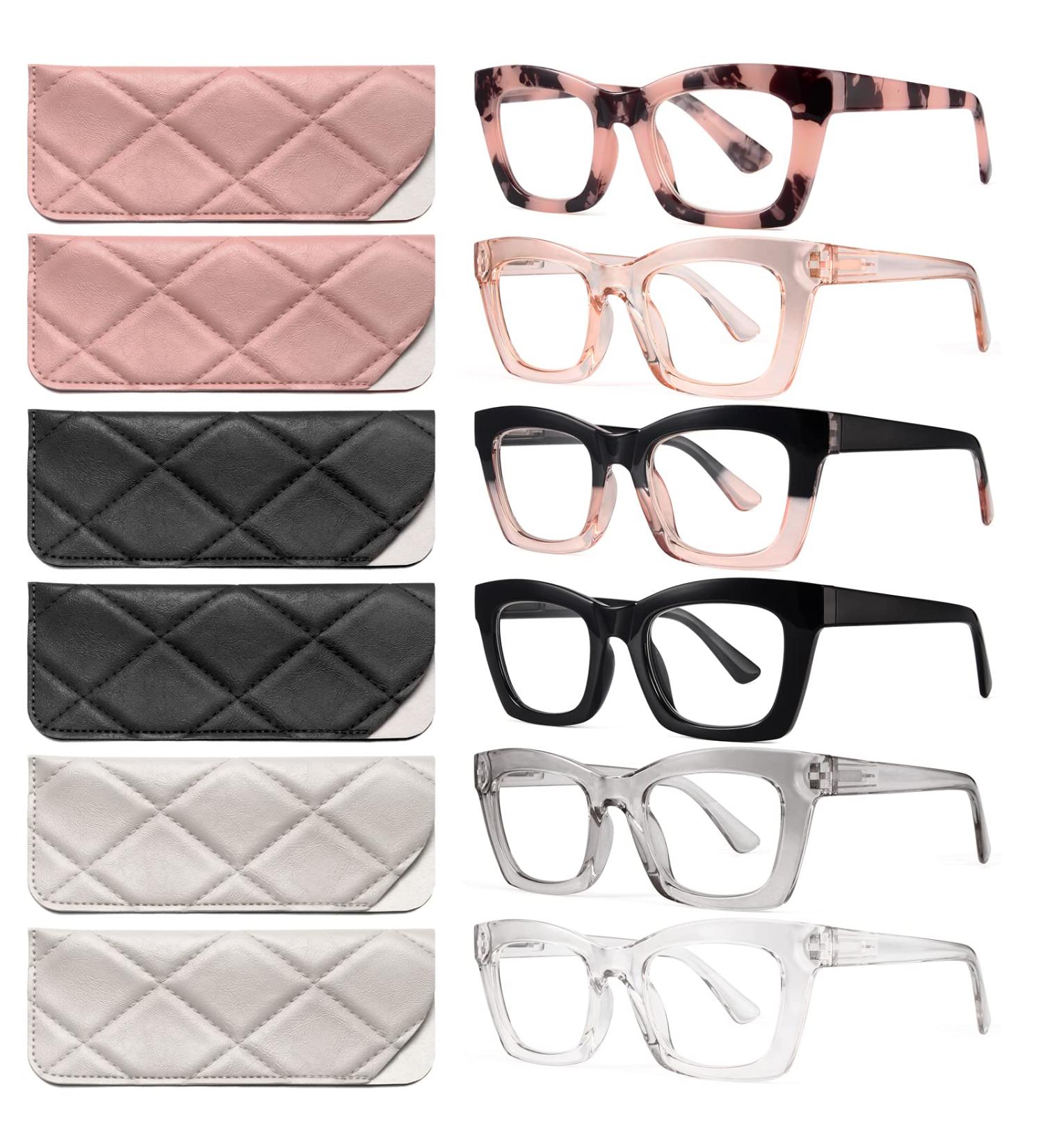 CCVOO Paquete de 6 gafas de lectura estilo Oprah para mujer, con bloqueo de luz azul, cuadradas, con bisagra de resorte, para hombre (A1 Mix 2.0) A1 Mix 2.0 x