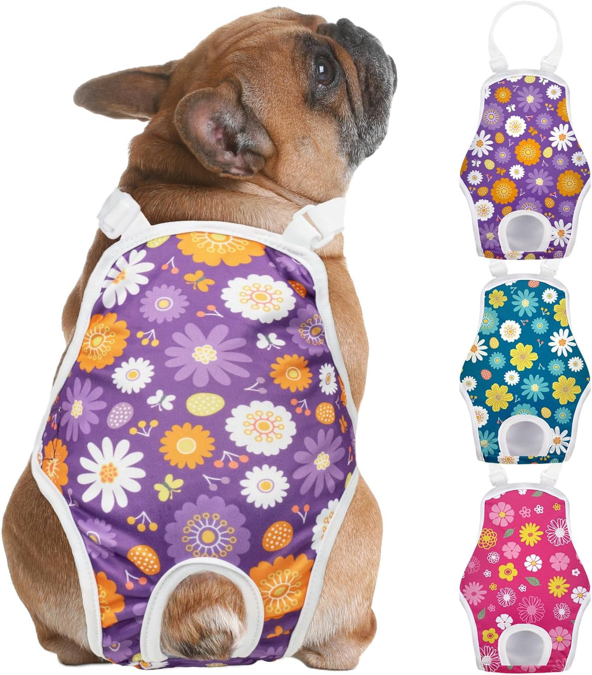 Pañales Lavables para Perras Jollywoods – Pack 3 Body Sanitario con Tirantes, Superabsorbente