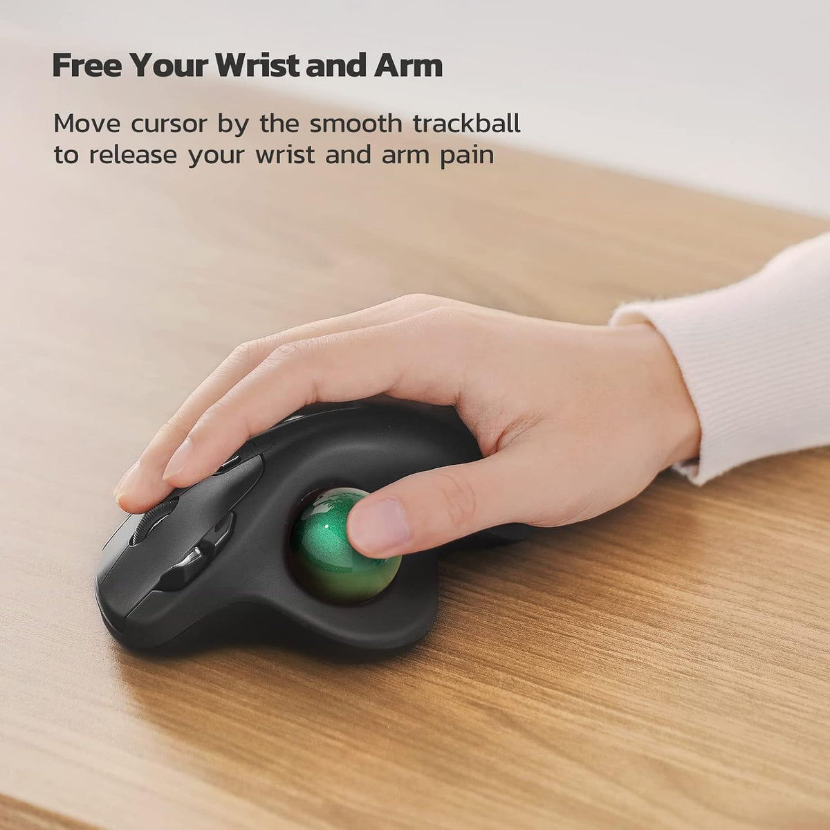 Ratón inalámbrico con trackball Nulea M501, recargable, ergonómico, fácil de controlar con el pulgar, seguimiento preciso y fluido, conexión para 3 dispositivos (Bluetooth o receptor USB), compatible con PC, portátil, Mac y Windows.