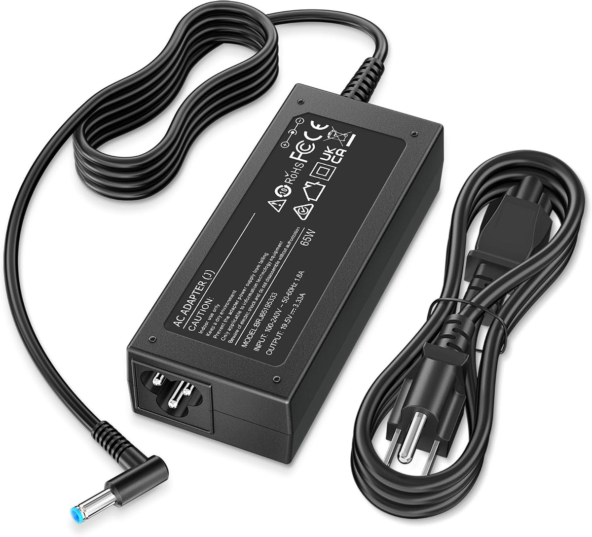 Cargador compatible con ordenadores portátiles HP de 65 W y 45 W con punta azul inteligente de 4,5 mm | Compatible con HP Pavilion x360 14/15/17, Envy 13/15, EliteBook ProBook Chromebook Stream Spectre | 19,5 V 3,33 A 710412-001