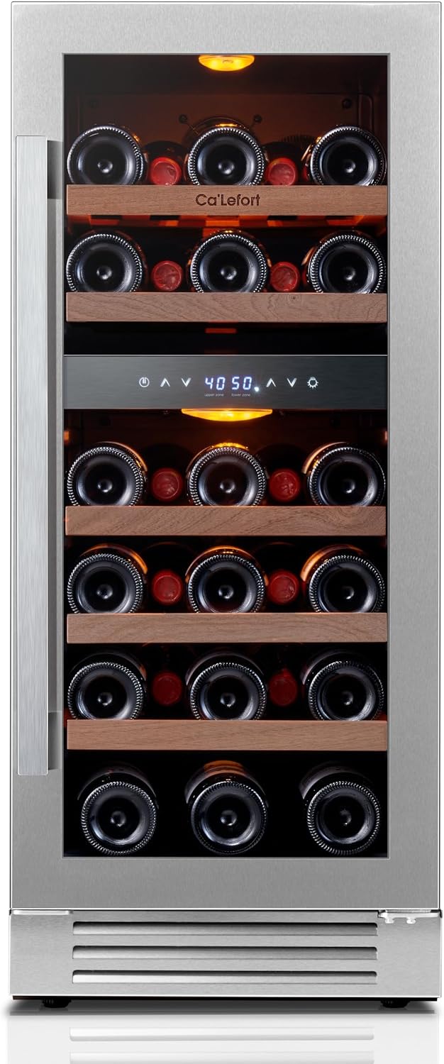 Ca'Lefort 15 Inch Wine Fridge - 28 Bottle Wine Cooler Refrigerator