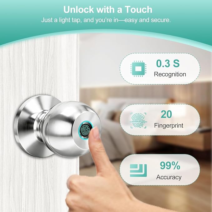 Cerradura inteligente de puerta con huella digital, aplicación Tuya, entrada sin llave, bloqueo automático, níquel satinado