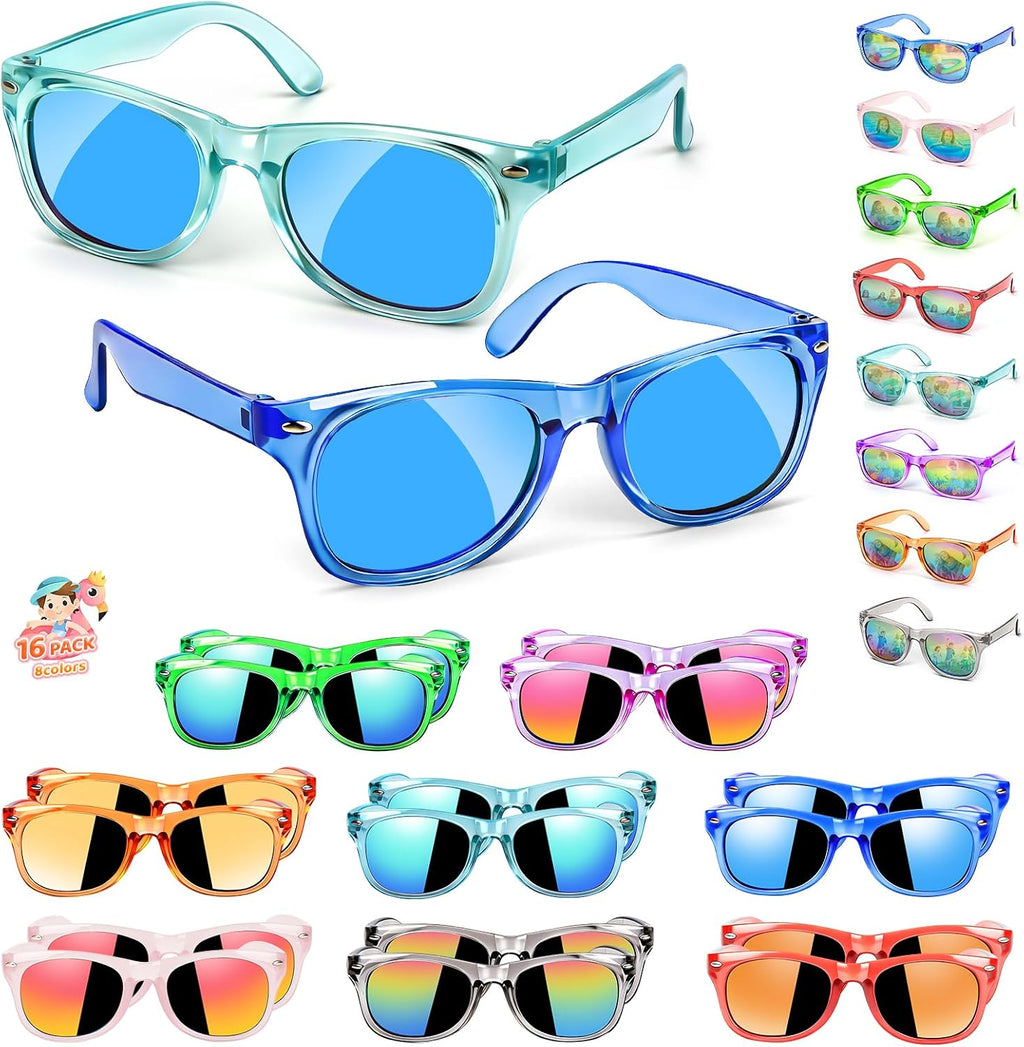 Gafas de Sol Infantiles UV400 Pack de 16 – Para Niños de 3-8 Años, Ideales para Fiestas, Piscina y Cumpleaños