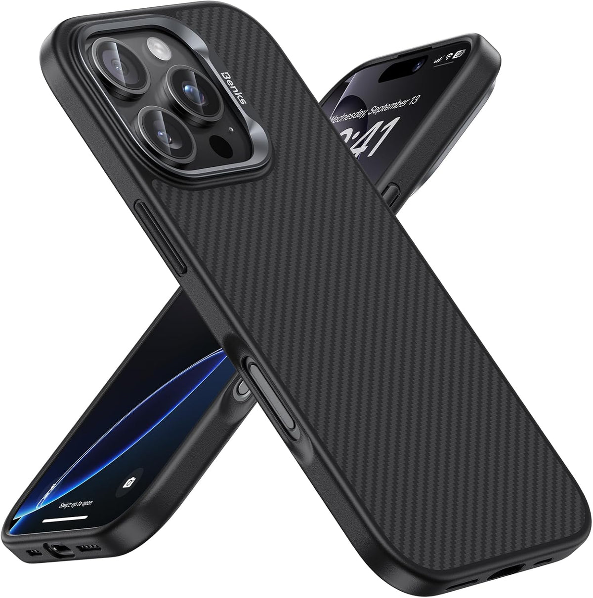 Funda TORRAS mejorada para iPhone 16 Pro con parte trasera de fibra de aramida y borde negro | Compatible con MagSafe, protección contra caídas de grado militar, imán más potente, airbag a prueba de golpes, botón de color, diseño delgado y resistente a