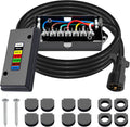 Kit de arnés de cableado para remolque CheeMuii de 7 vías con cable de remolque de 2,4 m (8 pies), enchufe de remolque de 7 pines y kit de caja de conexiones. Cableado premium para luces y frenos de remolque/autocaravana.