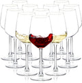 Set de 12 Copas de Vino de 12oz | Copas Transparentes para Vino Tinto y Blanco, Tallo Largo | para Fiestas, Bodas y Hogar