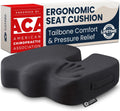 5 STARS UNITED Cojín de Asiento | Espuma Viscoelástica para Alivio del Coxis | Soporte Ergonómico para Ciática | Oficina, Auto, Silla de Ruedas y Avión | Negro