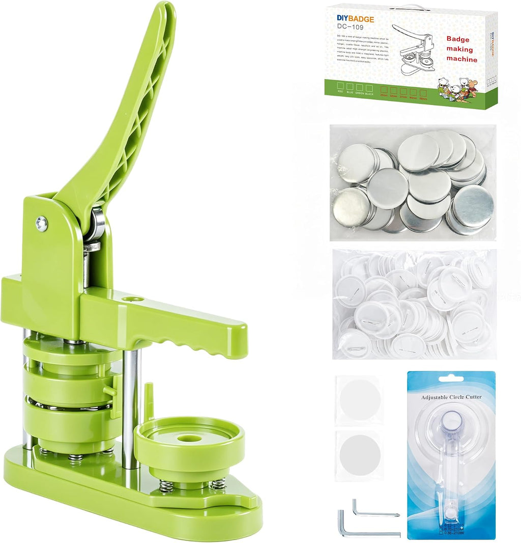 Máquina para fabricar botones de 58 mm (3.ª generación) - Instalación gratuita - Máquina para fabricar botones y insignias de 58 mm (2,25 pulgadas) DIY - Prensa perforadora de insignias con 100 piezas de botones, imágenes, cortador circular y libro