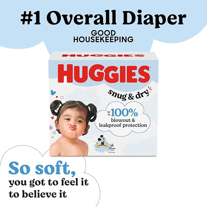 Huggies Pañales de tamaño 4, pañales para bebé Snug & Dry, talla 4 (22-37 libras), 30 unidades