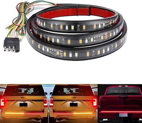 Barra de luz LED de 60 pulgadas, tira de luz trasera flexible tricolor de 12 V para camión, señal de giro trasera de pastilla, luz de freno de marcha nocturna, correa indicadora de conducción