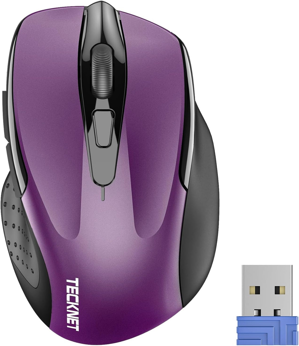 Mouse Inalámbrico TeckNet 2.4G Ergonómico — 2600 DPI, 6 Botones (Morado)