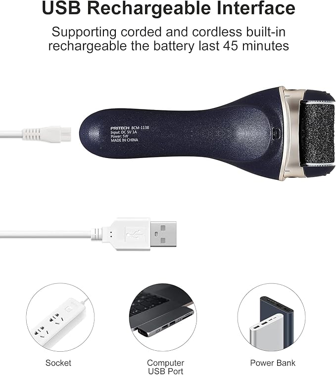 Removedores eléctricos de callos para pies, recargables, herramientas electrónicas portátiles de pedicura, kit de eliminación de callos eléctrico, cuidado profesional de pies de Pedi para piel seca y agrietada, regalo ideal (negro)