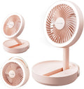 Gaiatop Ventilador de Escritorio Plegable Recargable 6000mAh | Luz LED Nocturna | Portátil USB Rosa