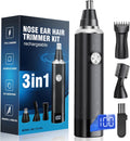 Recortadora de Vello Nasal para Hombre 3 en 1 | Profesional, Indolora, Recargable USB-C para Nariz y Cejas, Pantalla LED, Cuchillas Doble Filo, IPX7
