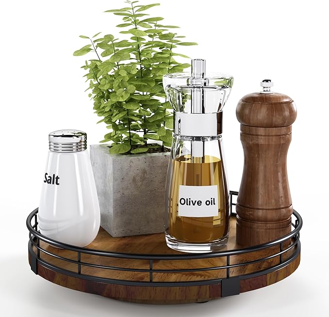 Lazy Susan Giratoria de Madera 9" | Organizador 360° para Cocina y Hogar