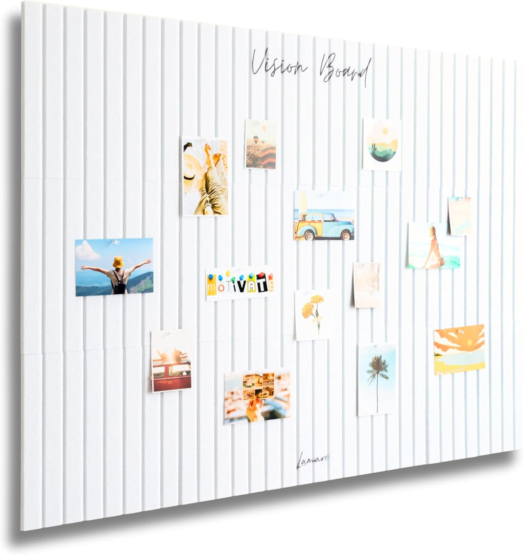 Lamare Vision Board for Wall - Aesthetic Felt Bulletin Board Tiles with Pins & Adhesive Tabs, Collage Board - Minimalist Dream Board for DIY Vision Board Supplies