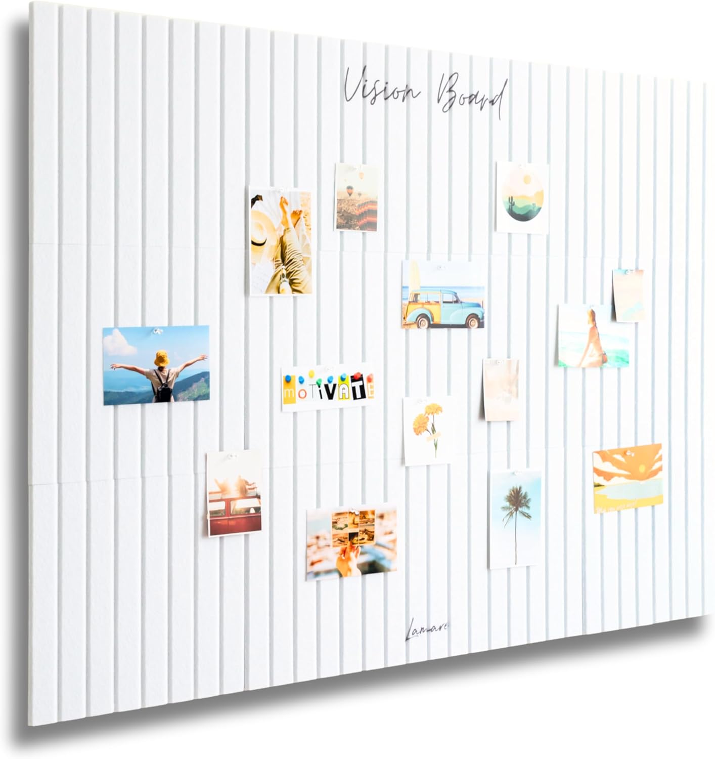Lamare Vision Board for Wall - Aesthetic Felt Bulletin Board Tiles with Pins & Adhesive Tabs, Collage Board - Minimalist Dream Board for DIY Vision Board Supplies