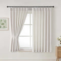Cortinas plisadas Ebesto Natural de 63 pulgadas de largo, juego de 2 paneles, cortinas de tela sintética de lino suave y transpirable con textura que filtran la luz para sala de estar, cortinas gruesas estilo granja para ventanas, 2x40Wx63L pulgadas