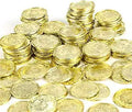 monedas de oro plásticas de juguete (1000 unidades aprox).