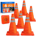 Conos de tráfico TENKAIWICK de 45 cm (18 pulgadas), paquete de 6 unidades, conos de seguridad plegables, conos desplegables multiusos con collar reflectante, conos naranjas para aparcamientos, entradas de vehículos, formación de conductores, etc.