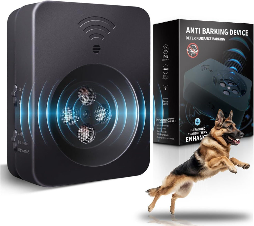 Dispositivo antiladridos para perros de largo alcance (15 metros), dispositivo ultrasónico disuasorio de ladridos para perros con función de detener los ladridos - Detenedor de ladridos para perros, caja antiladridos, dispositivos de control de ladridos