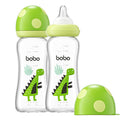 Biberón de vidrio natural YOHKOH con tetina de flujo medio de nivel 2, biberones anticólicos para recién nacidos, biberón de vidrio con cuello ancho tipo hongo (250 ml (paquete de 2), verde2)