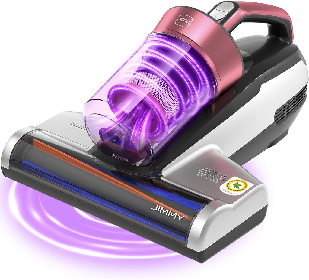 Aspiradora para colchones Jimmy, aspiradora para cama con luz UV-C y ultrasonidos, succión de 15 kPa, aspiradora de mano potente de 500 W para polvo y pelo de mascotas con filtro HEPA (BX5 Pro, con cable)