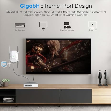 Extensor WiFi 6 AX1800 2025 – Doble Banda, Puerto Gigabit, Cobertura 12,999 pies², Conecta 100+ Dispositivos
