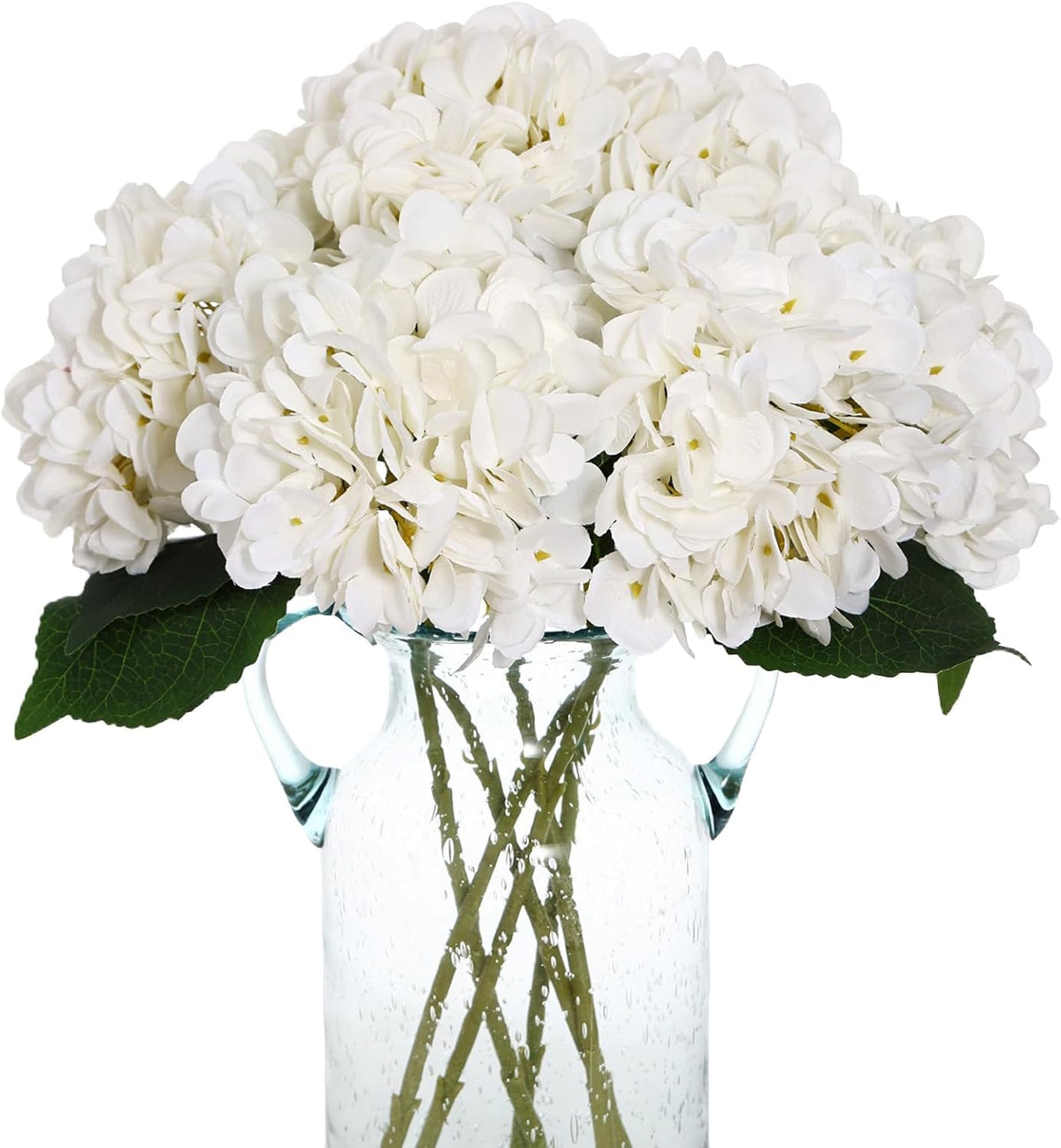Cabaña de Kimura, 6 hortensias artificiales blancas, flores de seda con tallos para ramos de boda, centros de mesa, decoración de fiestas y baby showers.