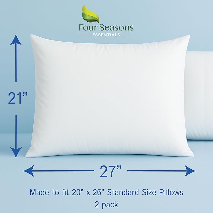 Protectores de almohada estándar (juego de 2) – Fundas de almohada impermeables con cremallera, hipoalergénicas, a prueba de polvo y alérgenos, funda protectora de almohada