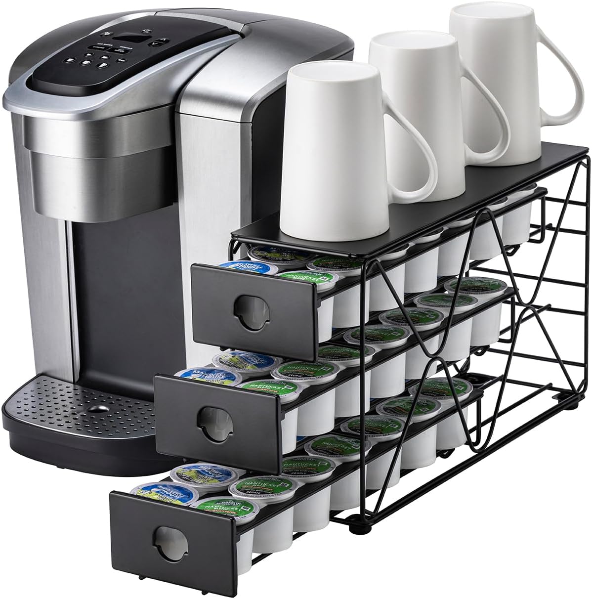 Soporte para cápsulas de café FlagShip de 3 niveles para organizar cápsulas de café K-Cup y ahorrar espacio en la encimera de la cocina (capacidad para 42 cápsulas).
