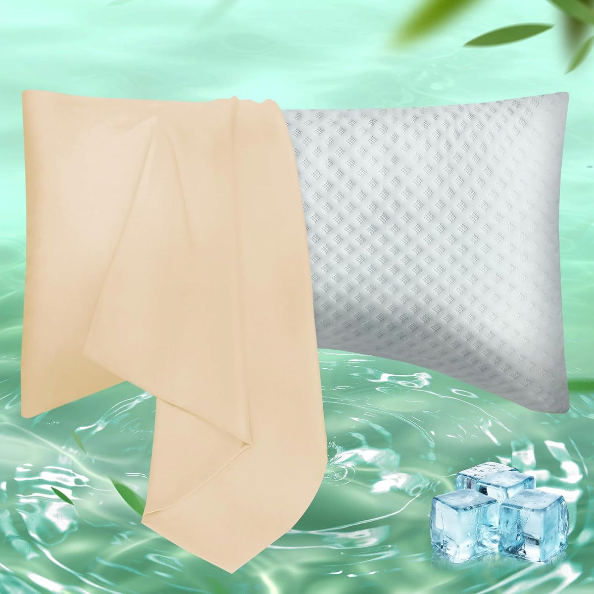 Funda de Almohada Curva Tamano Queen para Dormir de Lado | Tela de Rayon de Bambu Refrescante con Cierre | Suave y Transpirable para Cabello y Piel 20x30 Pulgadas