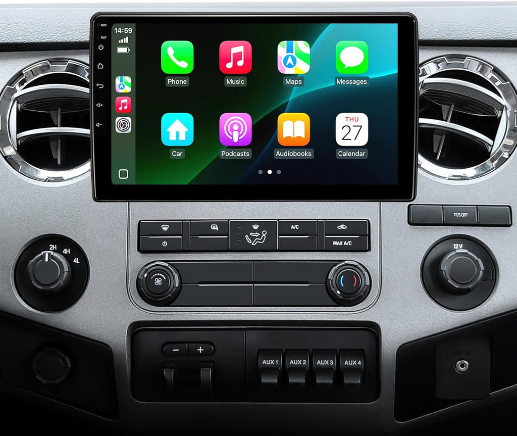 Estéreo de 10" con Android 13 para Ford F150 (2004-2008) y F250 F350 Super Duty (2008-2016): Radio CarPlay Android Auto inalámbrica de 2 GB + 64 GB, pantalla táctil QLED, wifi 5G, cámara de reversa 1080P y navegación GPS. 