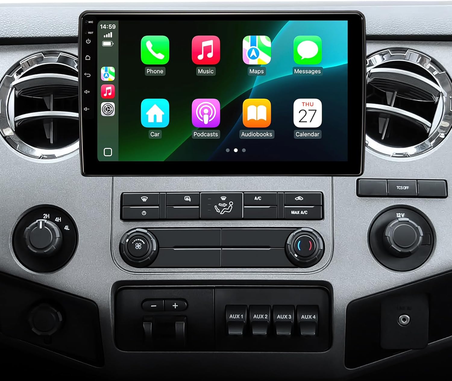 Estéreo de 10" con Android 13 para Ford F150 (2004-2008) y F250 F350 Super Duty (2008-2016): Radio CarPlay Android Auto inalámbrica de 2 GB + 64 GB, pantalla táctil QLED, wifi 5G, cámara de reversa 1080P y navegación GPS. 