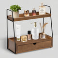 Organizador de Bano de 2 Niveles para Mueble con Cajon | Estante de Madera para Lavabo | Bandeja de Maquillaje para Perfumes y Cuidado de la Piel | Especiero para Cocina o Habitacion