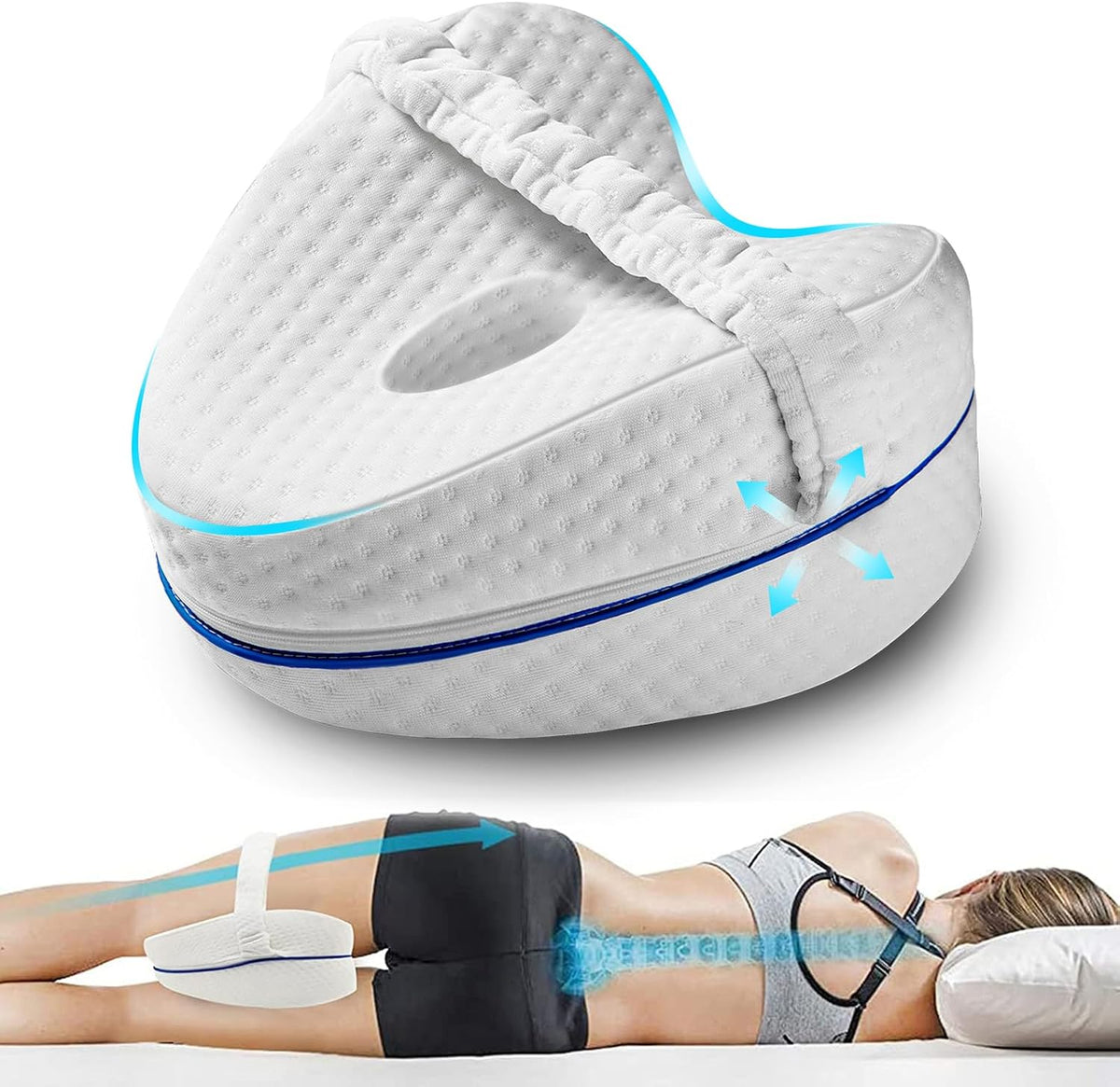 Almohada para piernas Vertdens, almohada para rodillas para quienes duermen de lado, almohadas para piernas para dormir, cojín para rodillas para dormir, adecuada para aliviar el dolor de piernas, espalda y rodillas.