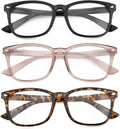 Pack 3 Lentes de Lectura Bifocales para Hombre y Mujer - Anti Luz Azul, Marco Rectangular PC, Multifocales con Bisagra de Resorte