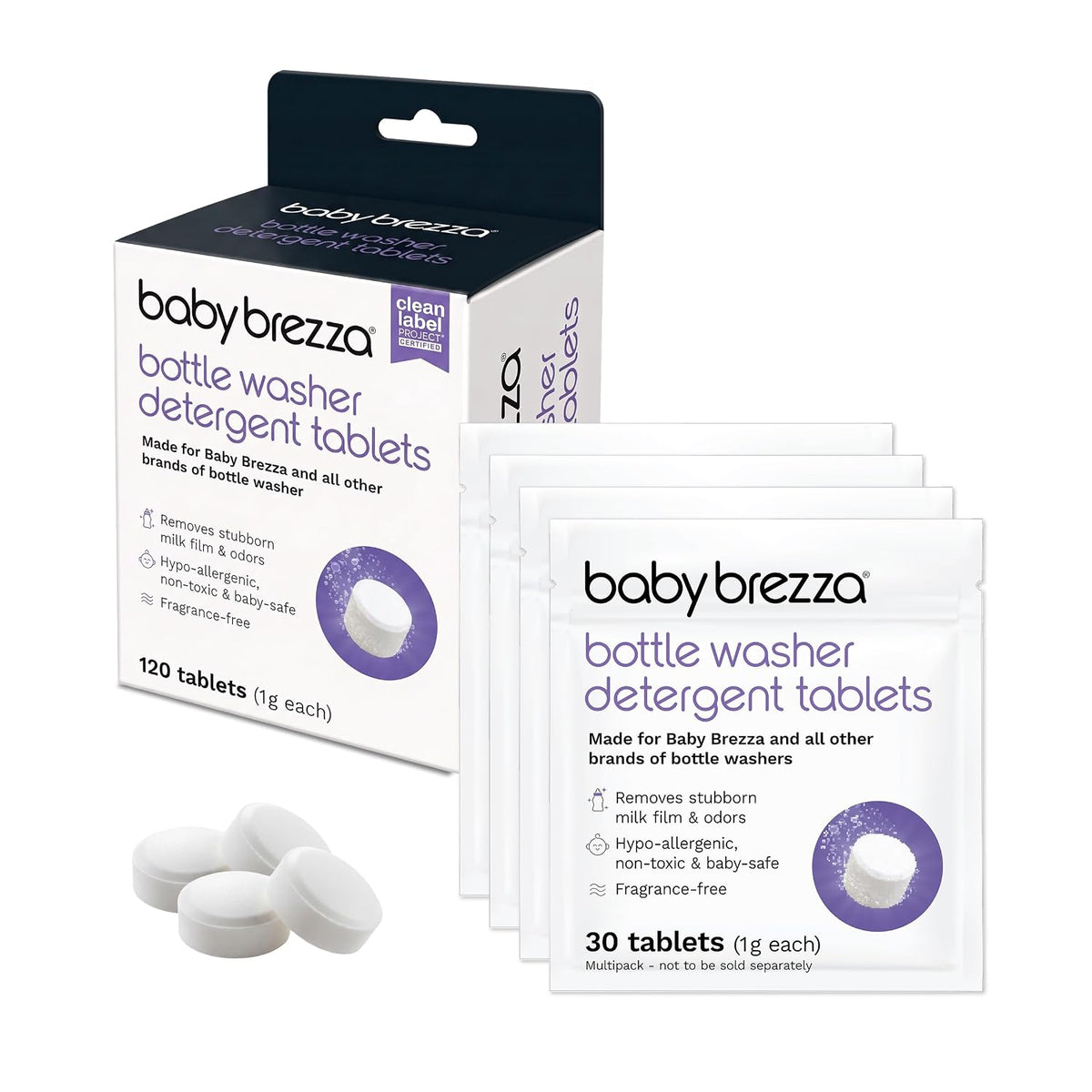 Baby Brezza Tabletas de jabón detergente para lavadoras de botellas, 120 tabletas