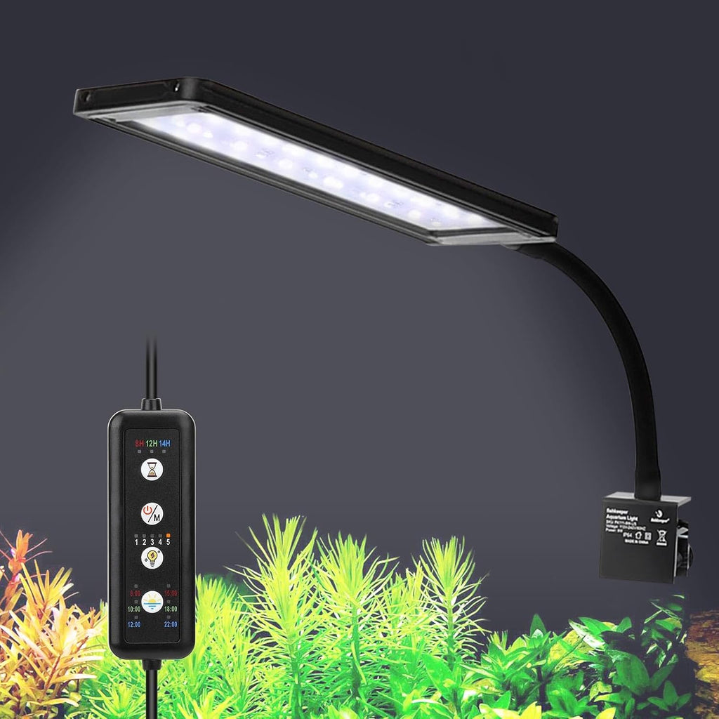 fishkeeper Luz de acuario con clip, luz de tanque de peces de modo 24/7