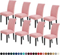 Fundas para sillas Joccun para comedor, juego de 8, fundas elásticas para sillas de comedor, protector de asiento, funda lavable para silla Parsons para el hogar, hotel, banquete (rosa empolvado, paquete de 8)