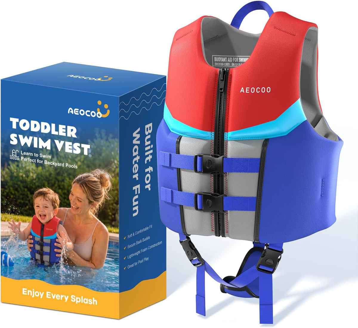 Chaleco de natación AEOCOO para niños pequeños de 9 a 14 kg, chaleco flotador para piscina para niños de 1 a 2 años, chaleco de flotación para nadar en charcos, para niños y niñas, Ocean Hero
