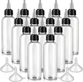 SOLO VIENEN 2 EMBUDOS-Lyksgir Paquete de 64 botellas de plástico exprimibles de 118 ml (4 oz), botellas redondas transparentes con tapa de rosca y embudo, botella exprimible tipo Boston de plástico para líquidos.